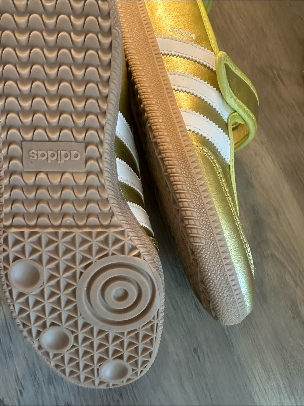 adidas Samba Metallic Gold and White Sneakers - Picture 6 of 6